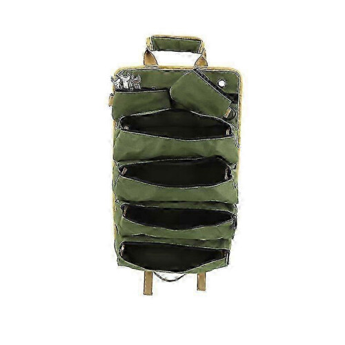 Roll-Up Tool Organizer, 4 Zipper Pockets & 2 Detachable Pouches, Multi-Purpose Sling for Wrenches