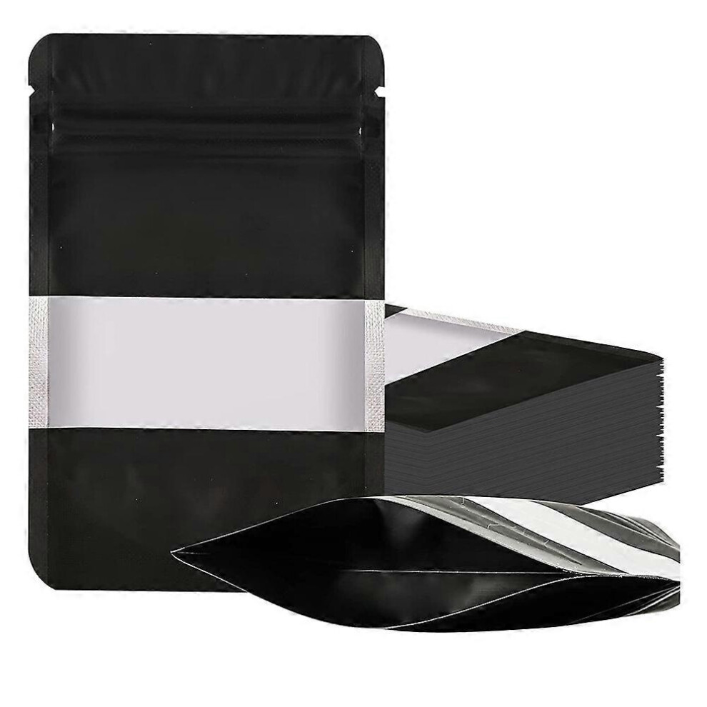100 Smell-Proof Mylar Bags, Resealable Stand-Up Foil Pouches With Window 4574388291955