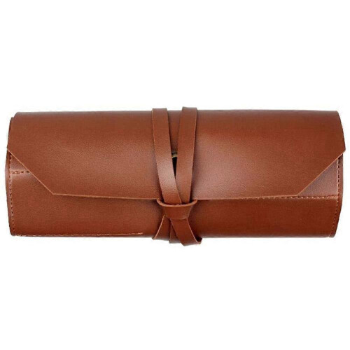 Brown Leather 11-Pocket Bike Repair Tool Roll, Multi-Function Organizer