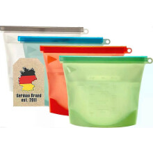 Intirilife 4-Pack 1L Silicone Food Bags, Assorted Colors - Reusable Freezer Storage