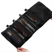 Beauty case da viaggio grande da donna nera con organizer per cosmetici e divisorio rimovibile
