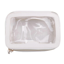 White Clear Transparent Cosmetic Organizer Travel Makeup Train Case Portable Toiletry Bag