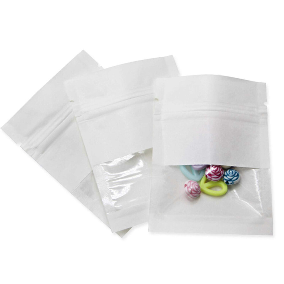 100 Kraft Window Bags, 7X9cm, Resealable, 2.36X2.36in Inner, 100-Pack 6086152287470