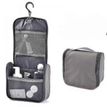 Neceser colgante plegable transparente de 25-26 cm, organizador de cosméticos de viaje, color negro.