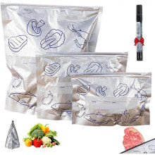 S+M+L Reusable Heavy-Duty Aluminum Foil Bags 10/30 Pcs, Tear-Resistant, Double Zipper Lock