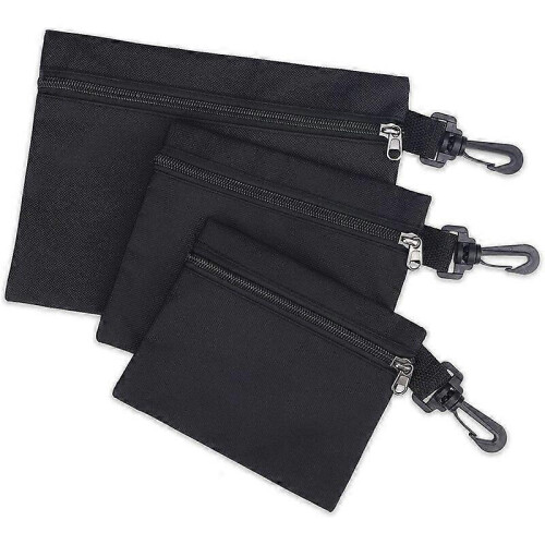 3-Piece Mini Tool Bag Set, Zippered Pouch, Hanging Hook, Water Resistant