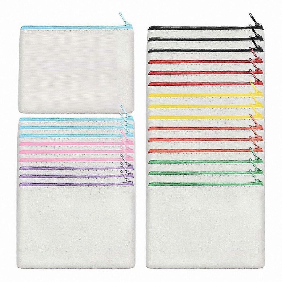 Bulk Sublimation Cosmetic Bags, DIY Heat Transfer Pouches, Clear Canvas, Random Colors