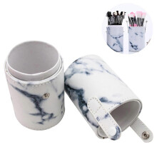 Portable PU Leather Makeup Brush Holder, Desk & Travel Cup, 1pc Black