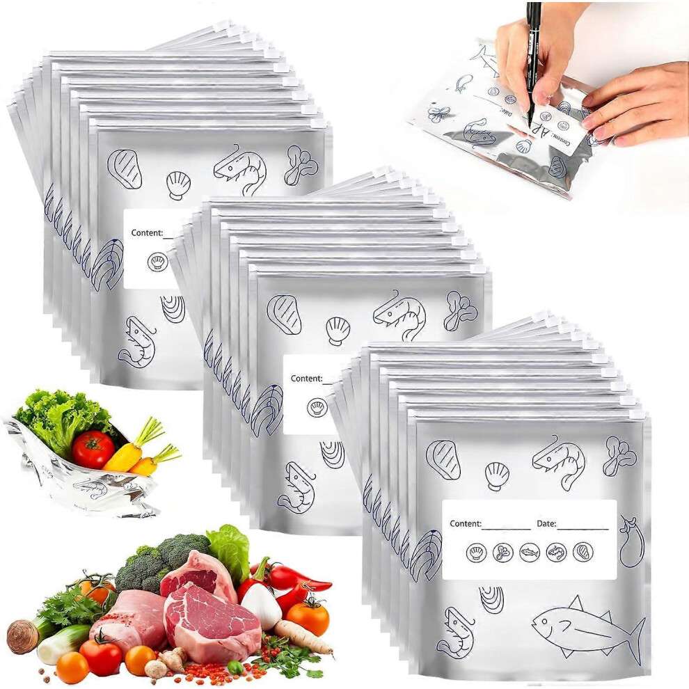 30Pcs Reusable Thickened Aluminum Foil Vacuum Bags With Zipper, Stand-Up 5941989252729