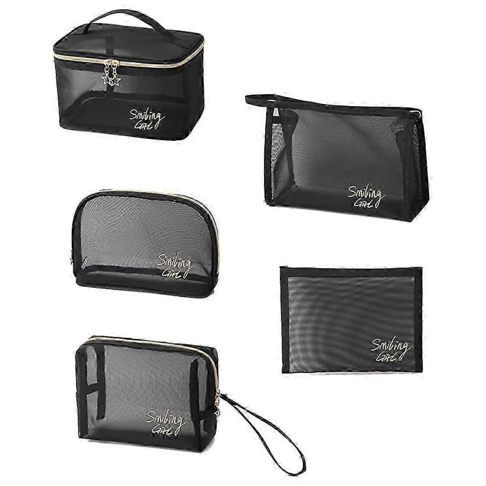 2026 Travel Makeup Organizer Mesh Bags, Cosmetic Storage 5-Piece Set for Women