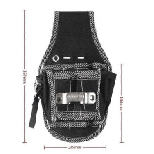 Pochette à outils multifonctions (lot de 2), sac de rangement pour quincaillerie à fixer à la ceinture, noir