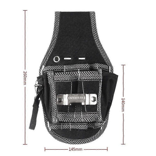 Multi-Purpose Tool Pouch 2-Pack, Belt-Mounted Hardware Storage Bag, Black