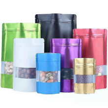 Sacchetti stand-up rosso opaco 12x20 cm, confezione da 100 sacchetti con chiusura a zip per alimenti.
