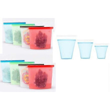 11er-Pack wiederverwendbare Silikonbeutel (4 l + 4 x 1,5 l + 4 x 1 l), auslaufsicher, gefrier- und mikrowellengeeignet