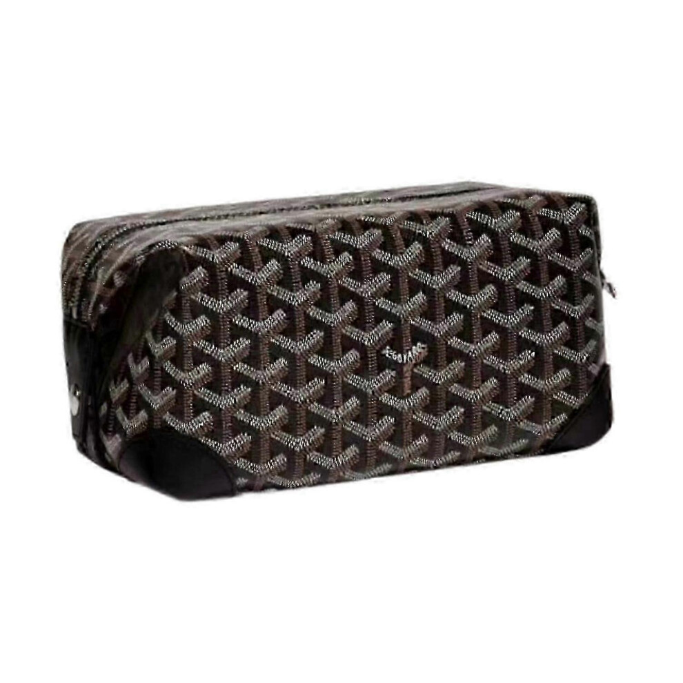 Black PU Leather Travel Toiletry Bag, Multifunctional Makeup Organizer for Hotel
