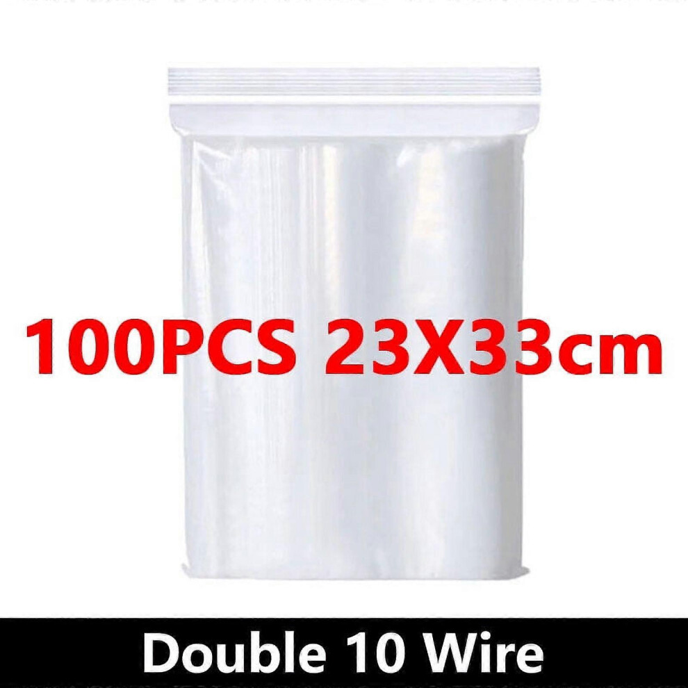 23X33cm 100Pcs Thick Double Sided Ziplock Bags Clear Reusable Storage For Jewelry Snacks 7676869245345