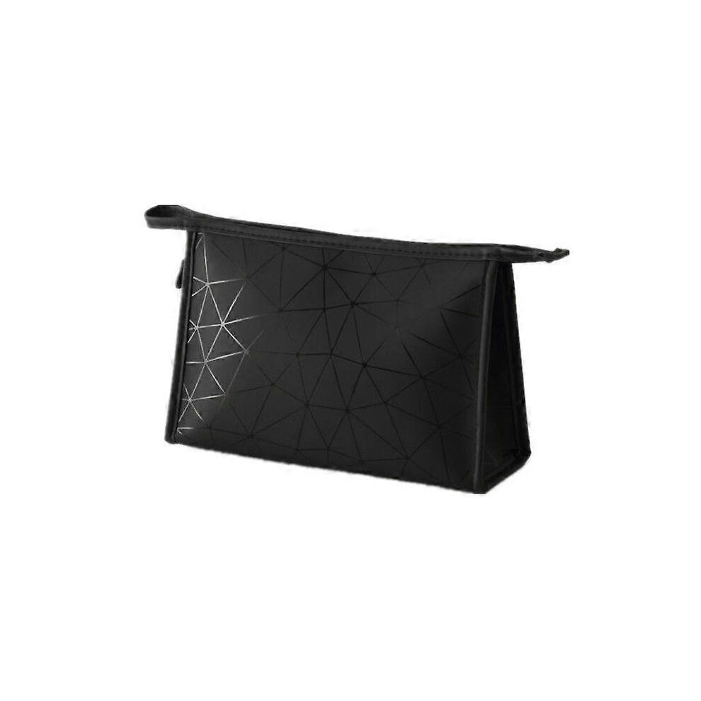 Waterproof PU Leather Foldable Travel Makeup Bag, Black Diamond Cosmetic Organizer