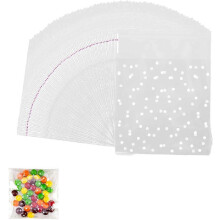 200 sacchetti trasparenti per dolcetti - Involucri autoadesivi in OPP per biscotti, prodotti da forno e bomboniere fai da te (9,9 x 15 cm)