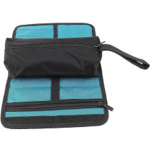 Compact 12-Pocket Zippered Roll-Up Tool Pouch with Buckle for Electricians, Plumbers