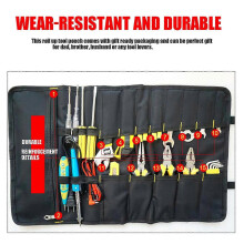 Robuste Werkzeugtasche zum Aufrollen, Organizer aus Oxford-Gewebe, Schwarz/Blau