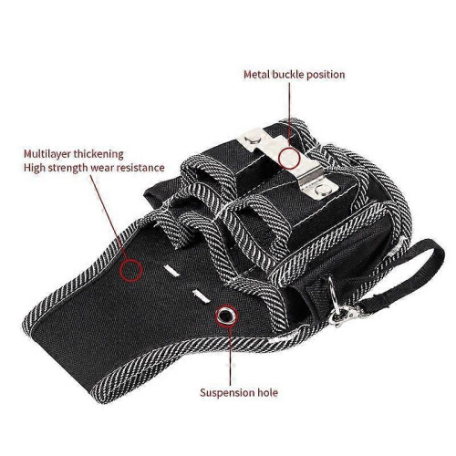 Multi-Purpose Tool Pouch 2-Pack, Belt-Mounted Hardware Storage Bag, Black 2