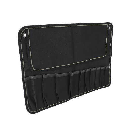 2025 Motorcycle Roll Tool Pouch, Large Capacity, Multi Pocket Hanging Bag, Black 2
