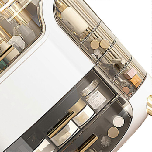 Large Capacity Rotating Cosmetic Box, Transparent Makeup Organizer, White 2