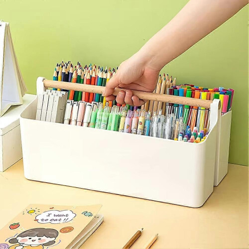 Fog Blue Watercolor Storage Case, Large Multi-Function Brush & Pencil Organizer 1