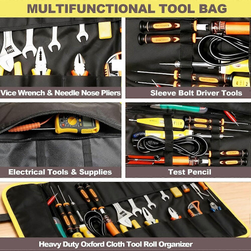 Heavy Duty Canvas Tool Roll, 23 Pockets for Mechanics, Ref:8525 2