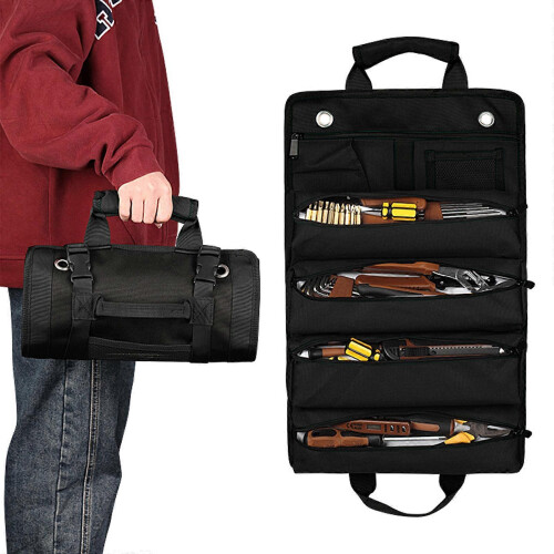 Multicolor Rolling Tool Bag with Pouches, Pockets for Mechanics & Hobbyists 1