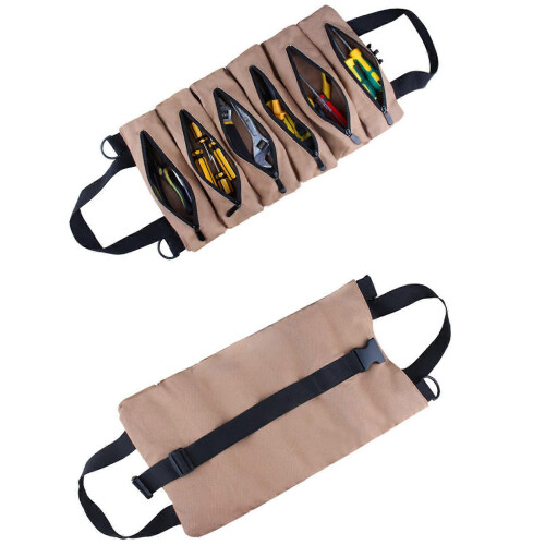 6-Pocket Canvas Roll-Up Tool Pouch for Car & Home Maintenance 2