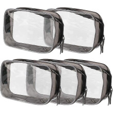 Transparent White Travel Toiletry Bag Set, 3 Clear Bags for Skincare