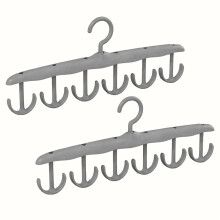 (2PcsGray) 2Pack Multi Hook Clothes Hanger Space Saving Closet Organizer Coats Bags Scarves Hanging Dormitory Storage Organization System