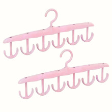 (2PcsPink) 2Pack Multi Hook Clothes Hanger Space Saving Closet Organizer Coats Bags Scarves Hanging Dormitory Storage Organization System