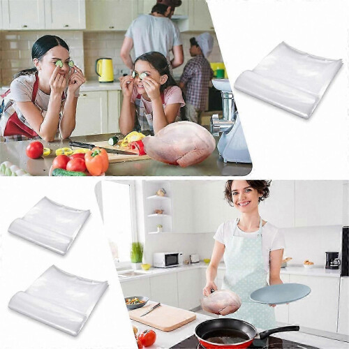 100 transparente, lebensmittelechte Schrumpfbeutel für Geflügel mit Kabelbindern 2