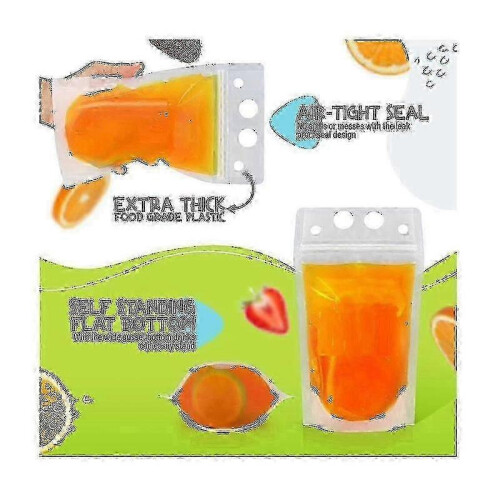 100 wiederverwendbare 473-ml-Trinkbeutel mit Strohhalm – wiederverschließbare Smoothie-Beutel 1