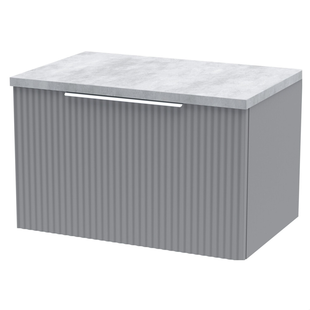 Balterley Tixall Fluted 1 Drawer Wall Hung Vanity Unit With Laminate Worktop, Satin Grey, 600Mm