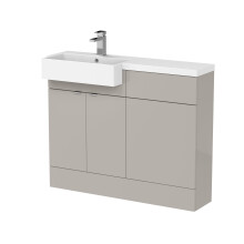 Alrewas Contemporary 2 Door Left-Hand Floor Standing Combination Unit with Basin, Pebble Grey, 1100mm