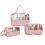 Set di beauty case da viaggio rosa trasparente, organizer trasparente in 3 pezzi 3