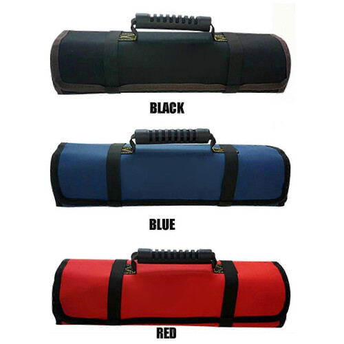 Heavy Duty Roll Up Tool Bag, Oxford Cloth Organizer, Black Blue 1