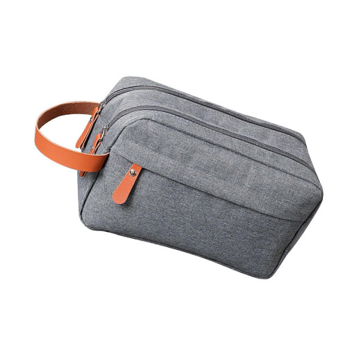 Grey Double Layer Mesh Cosmetic Bag, Large Travel Organizer with Sturdy Handle 2