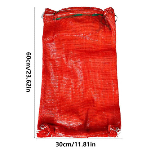Red Mesh Onion Bag 11.81x23.62", Reusable Drawstring Net for Potatoes, Citrus 1