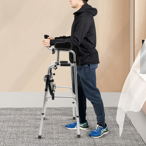 Stand Upright Walker with Armrest Adjustable Height 4 Wheels Walker 2
