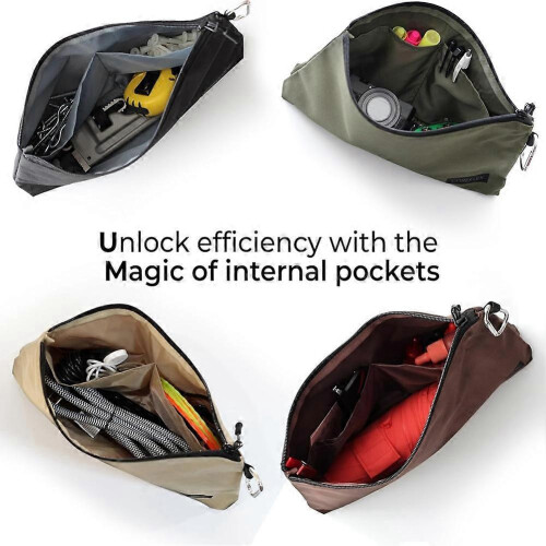 6 Pack Premium 14" Tool Pouch, Flat Bottom Zipper Bag with Internal Pockets 2
