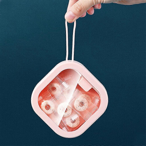 Pink & Gray Portable Transparent Tote – Waterproof Foldable Lightweight Handle Bag 2