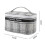 Double-Layer Travel Makeup Bag, Large Mesh Design, Sturdy Handle, Gray 2