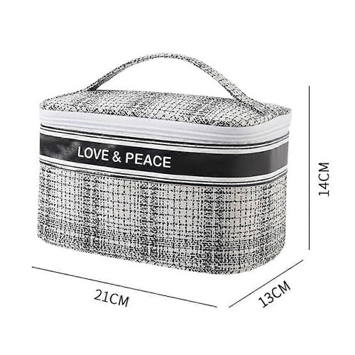 Double-Layer Travel Makeup Bag, Large Mesh Design, Sturdy Handle, Gray 1