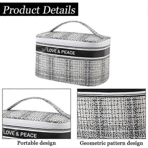 Double-Layer Travel Makeup Bag, Large Mesh Design, Sturdy Handle, Gray 2