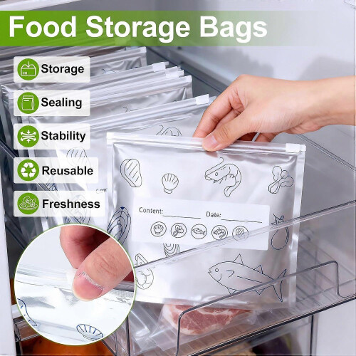 Lot de 30 sacs sous vide réutilisables en aluminium épais avec fermeture éclair, format vertical 1