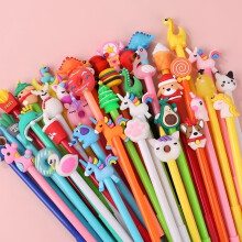 (40Pcs Random) 40Pcs/Lot Kawaii Gel Pens Cute Cartoon Neutral Pens Random 0.5mm Black Ink Writing Supplies Kids School Office Stationery Gifts